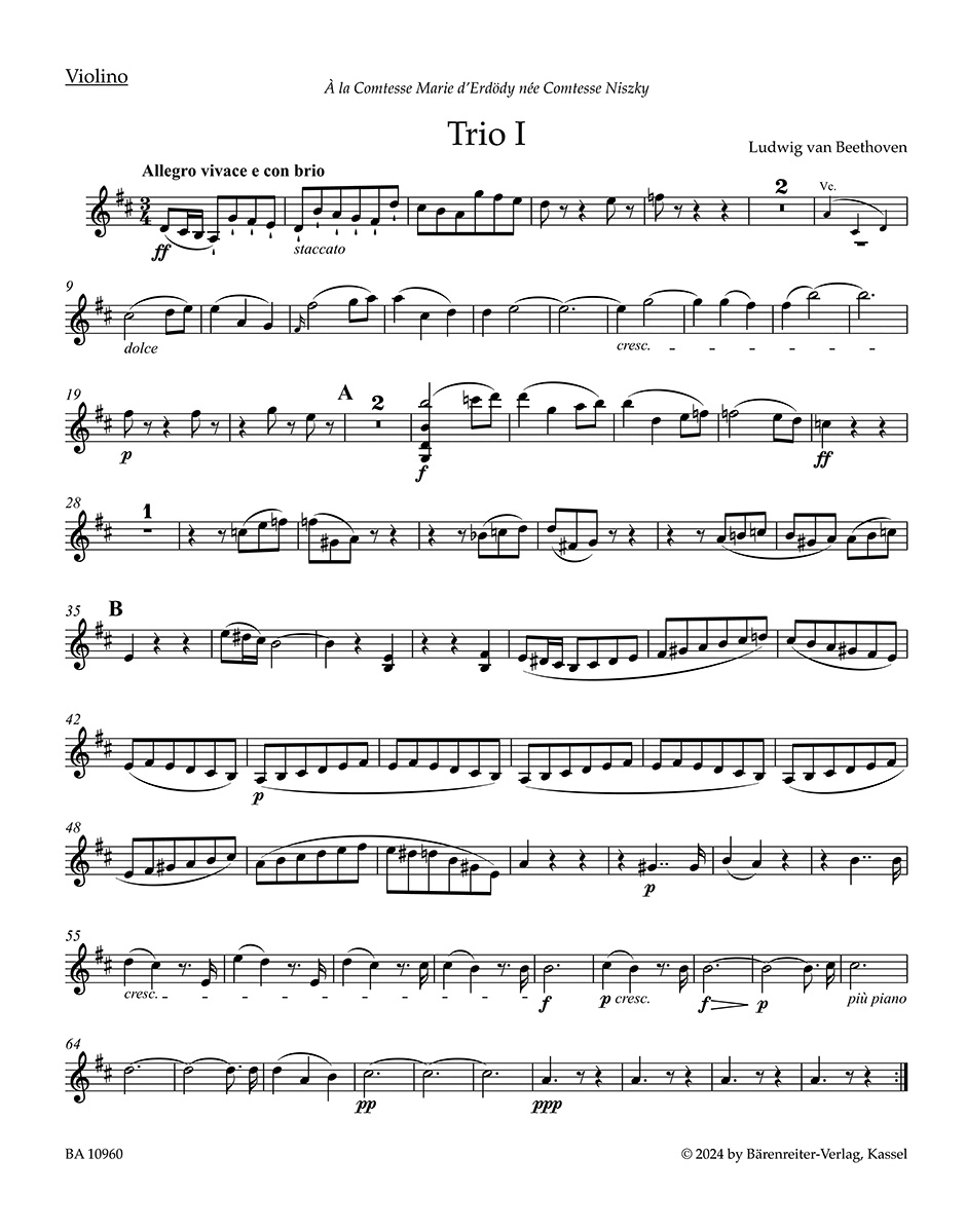 Beethoven Trio für Klavier, Violine und Violoncello Op. 70 Beethoven Trio für Klavier, Violine und Violoncello Op. 70