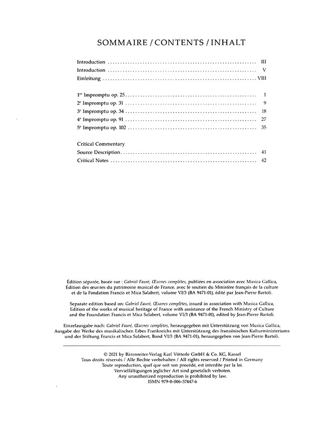 Fauré 5 Impromptus für Klavier Fauré 5 Impromptus für Klavier