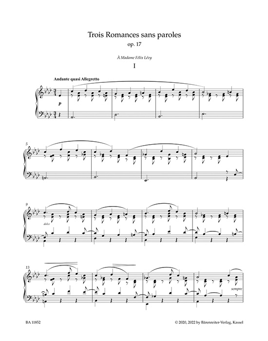 Fauré Trois Romances sans paroles für Klavier Op. 17 Fauré Trois Romances sans paroles für Klavier Op. 17