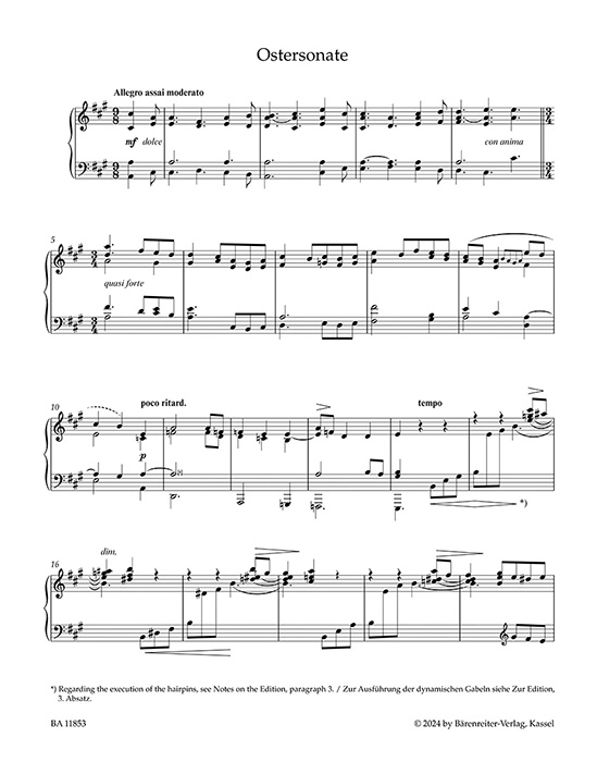 Hensel Ostersonate für Klavier Partitur und Faksimile Hensel Ostersonate für Klavier Partitur und Faksimile