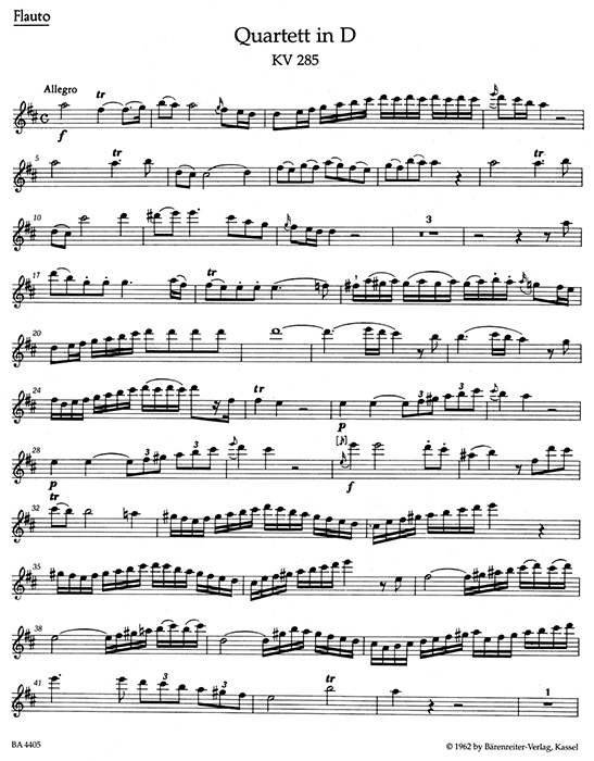 Mozart Quartette für Flöte, Violine, Viola und Violoncello KV 285, KV 285a, KV Anh. 171 (285b), KV 298