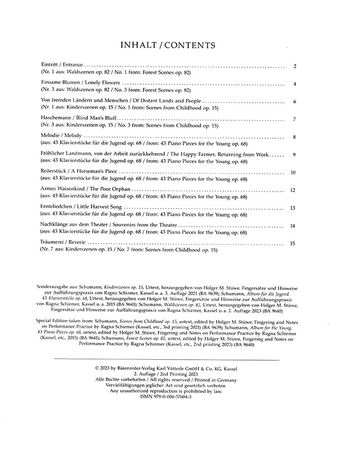 Schumann Ausgewählte Klavierstücke Schumann Ausgewählte Klavierstücke