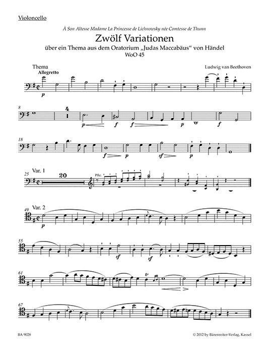 Beethoven Variationen WoO 45, Op. 66, WoO 46 für Klavier und Violoncello
