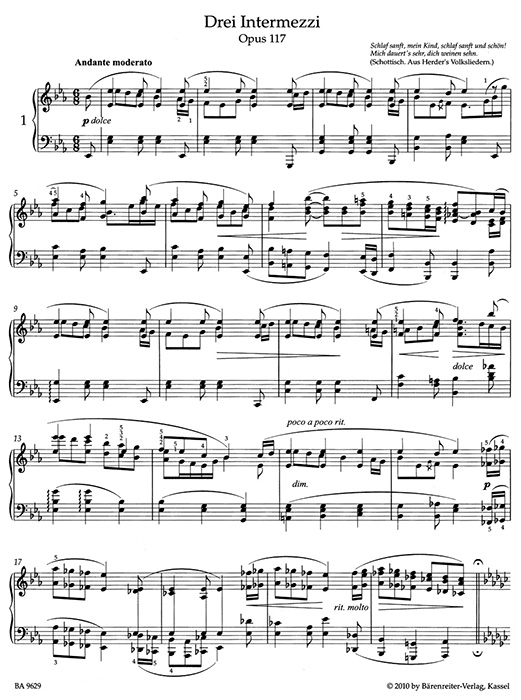 Brahms Drei Intermezzi Op. 117 Brahms Drei Intermezzi Op. 117