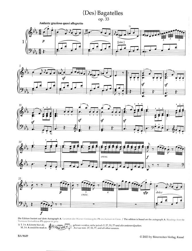 Beethoven Sämtliche Bagatellen für Klavier mit Bagatelle WoO 59 "Für Elise"