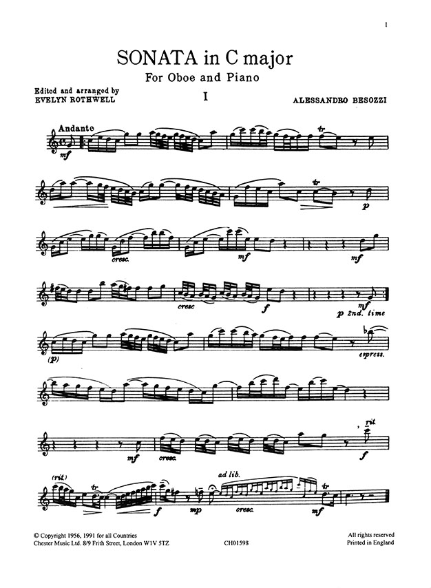 Besozzi Sonata in C for Oboe and Piano