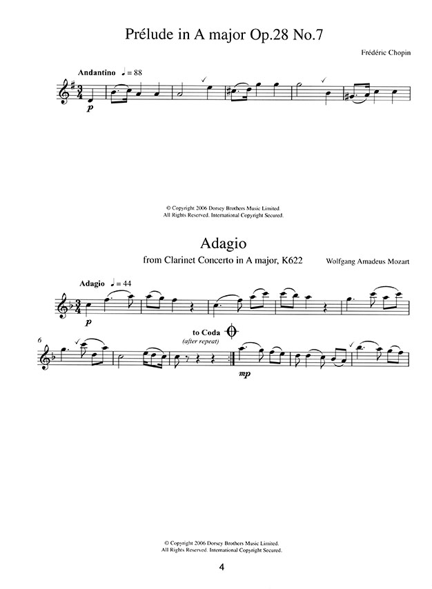 Short Classical Clarinet Pieces