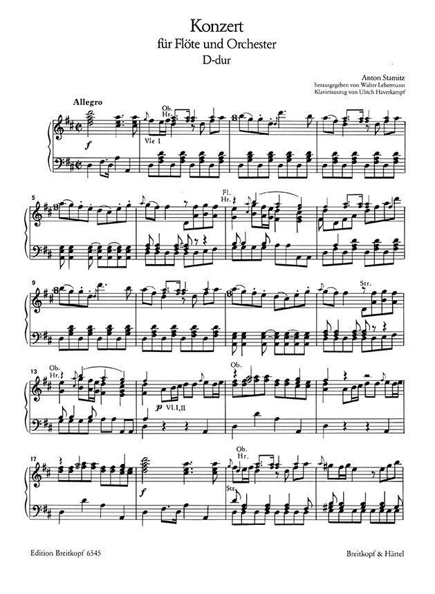 A. Stamitz Konzert D-dur für Flöte und Orchester Ausgabe für Flöte und Klavier A. Stamitz Konzert D-dur für Flöte und Orchester Ausgabe für Flöte und Klavier