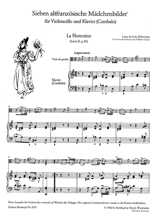Louis de Caix d'Hervelois Sieben altfranzösische Mädchenbilder für Violoncello und Klavier (Cembalo)