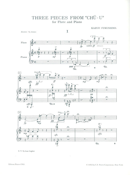 Fukushima Three Pieces from "Chu-u" for Flute and Piano