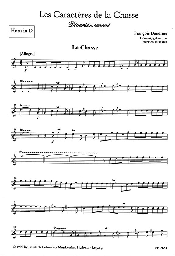 François Dandrieu Les Caractères de la Chasse Divertissement für Horn und Basso Continuo