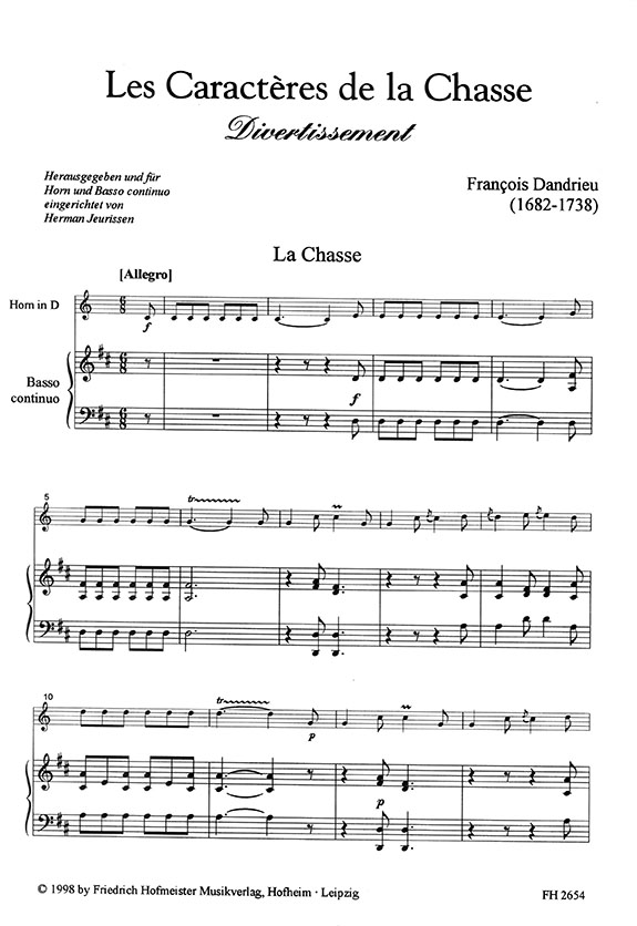 François Dandrieu Les Caractères de la Chasse Divertissement für Horn und Basso Continuo
