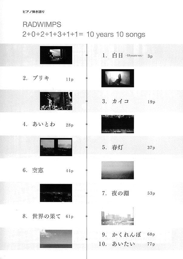 ピアノ弾き語り RADWIMPS 「2+0+2+1+3+1+1= 10 years 10 songs」