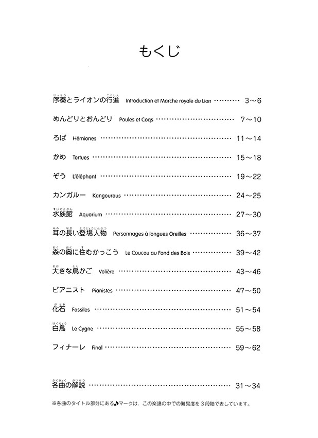 譜めくりのいらない やさしいピアノれんだん 動物の謝肉祭