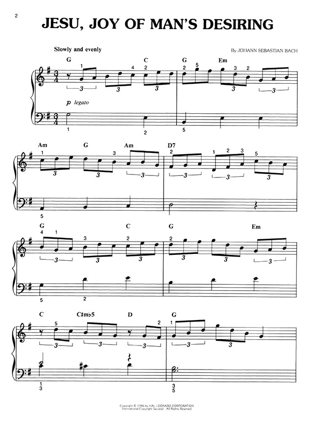 Johann Sebastian Bach Jesu, Joy of Man's Desiring Easy Piano Solo