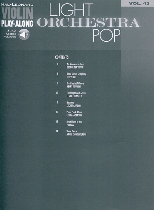 Light Orchestra Pop Hal Leonard Violin Play-Along Volume 43