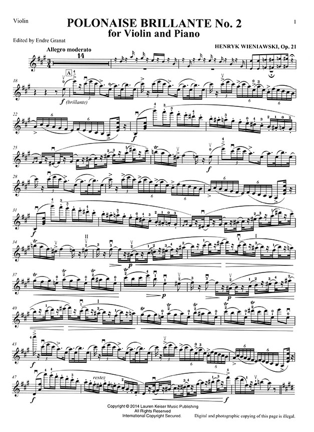 Wieniawski Op. 21 Polonaise Brillante No. 2 for Violin and Piano Critical Urtext Edition Heifetz Collection Wieniawski Op. 21 Polonaise Brillante No. 2 for Violin and Piano Critical Urtext Edition Heifetz Collection