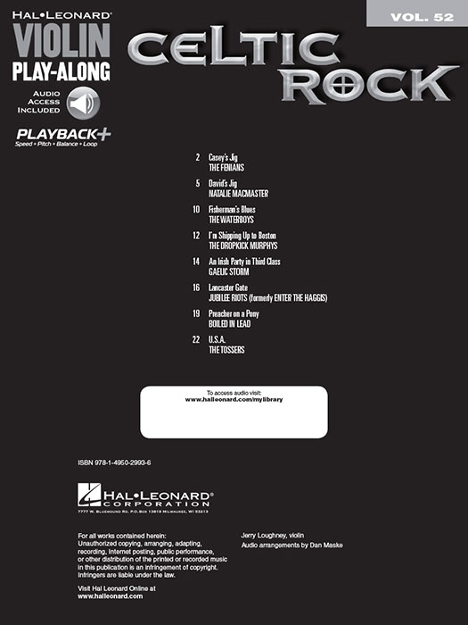 Celtic Rock Hal Leonard Violin Play-Along Volume 52