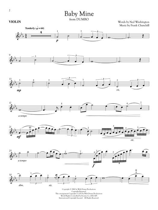 Disney Songs for Solo Violin & Piano