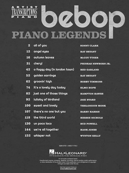 Bebop Piano Legends Artist Transcriptions‧Piano