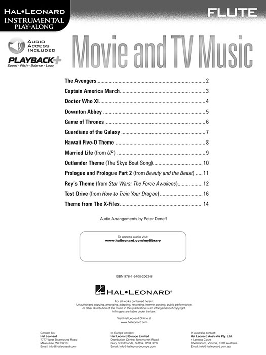 Movie and TV Music for Flute