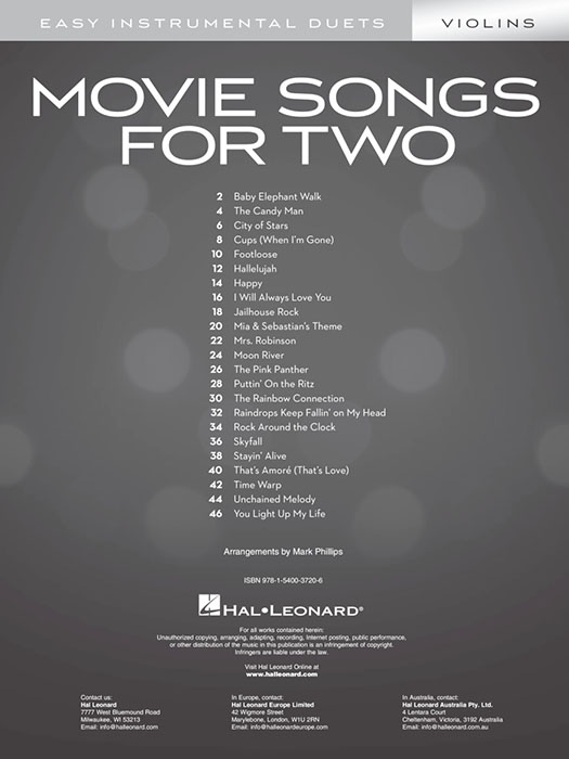 Movie Songs for Two Violins