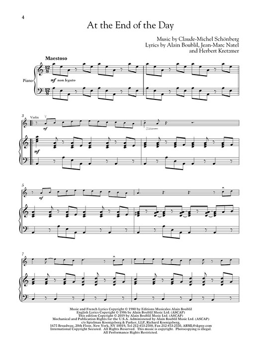 Les Misérables for Classical Players Violin & Piano