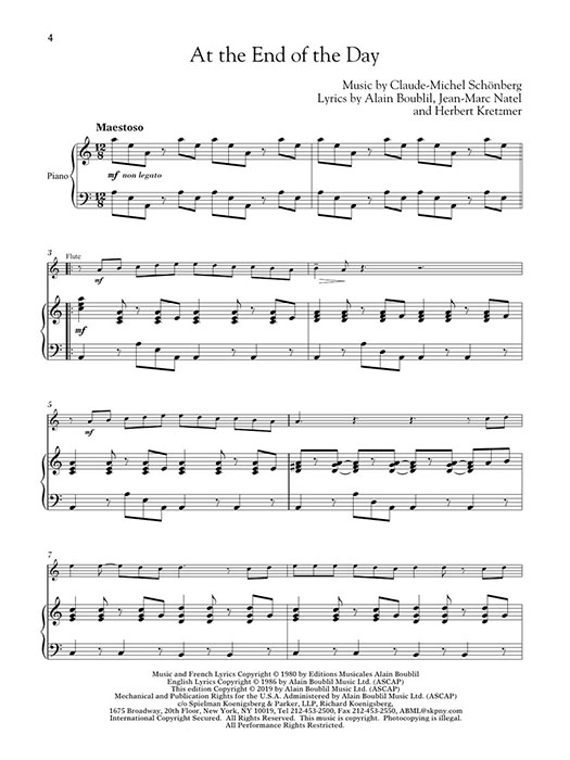 Les Misérables for Classical Players Flute & Piano