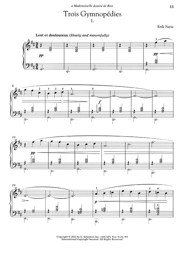 Satie Gymnopédies and Gnossiennes for Piano Audio Access Included