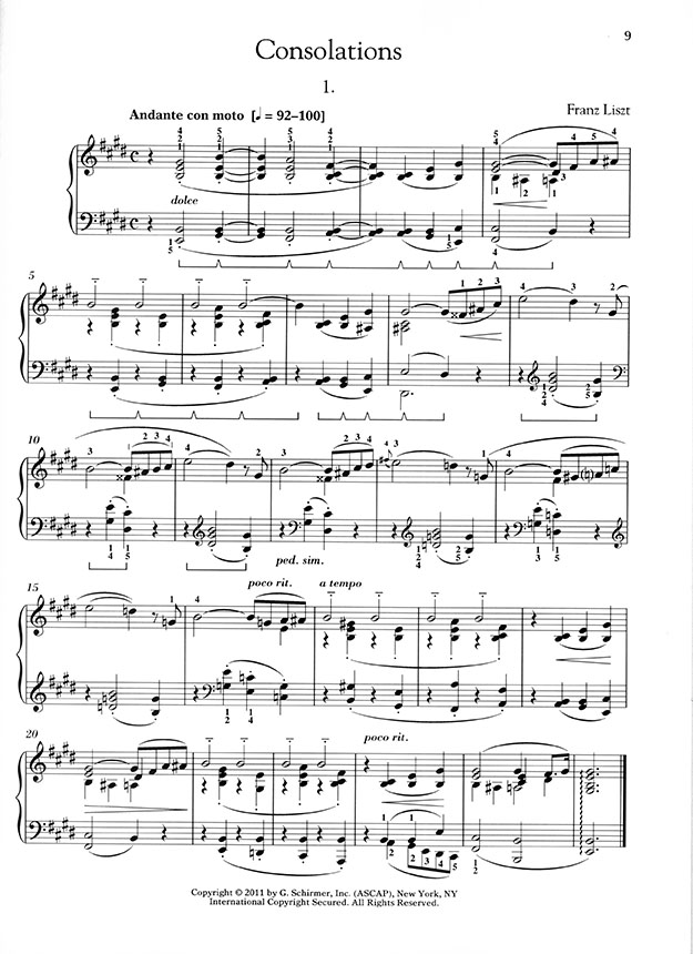 Liszt Consolations and Liebesträume for Piano