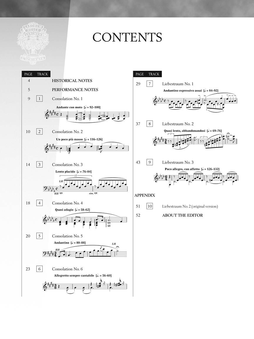 Liszt Consolations and Liebesträume for Piano