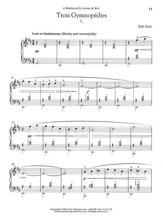 Satie Gymnopédies and Gnossiennes for Piano