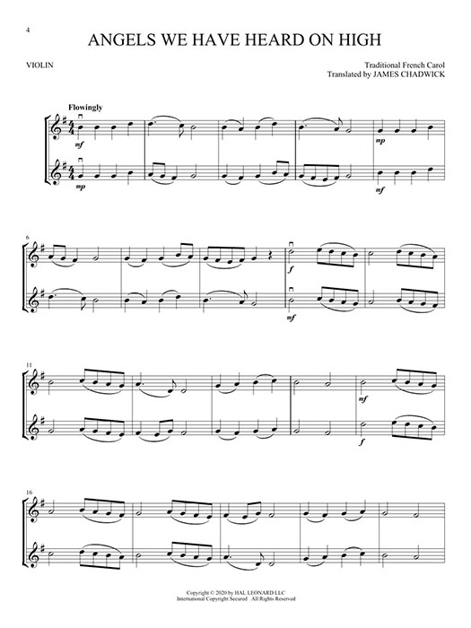 Christmas Carols for Violin Duet