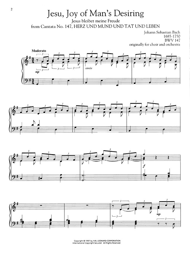 Johann Sebastian Bach Jesu, Joy of Man's Desiring Piano Solo