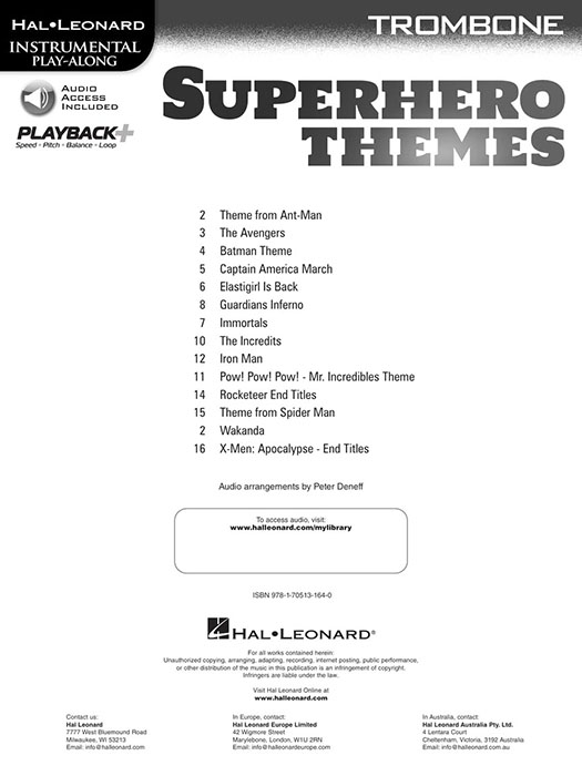 Superhero Themes for Trombone