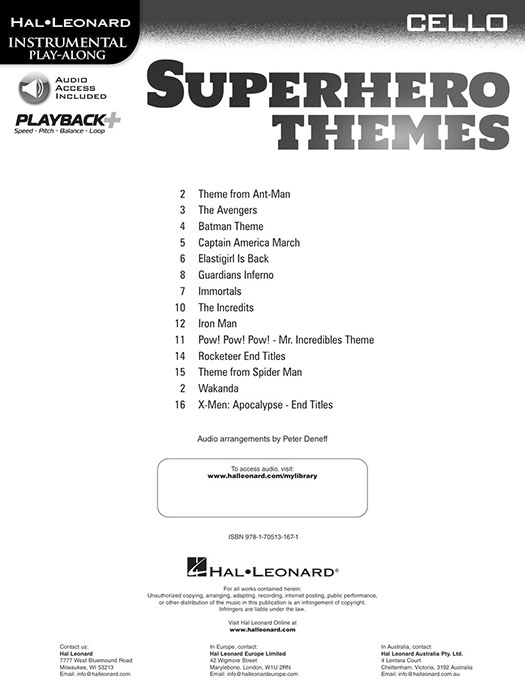 Superhero Themes for Cello