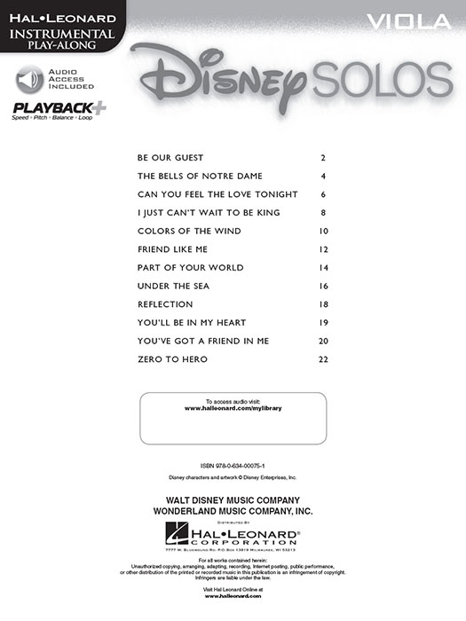 Disney Solos for Viola