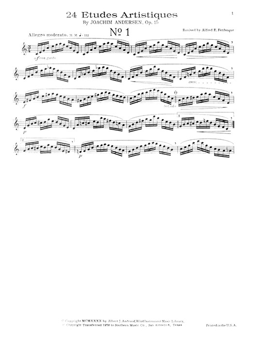 Joachim Andersen Op. 15 Twenty-Four Artistic Studies for Flute