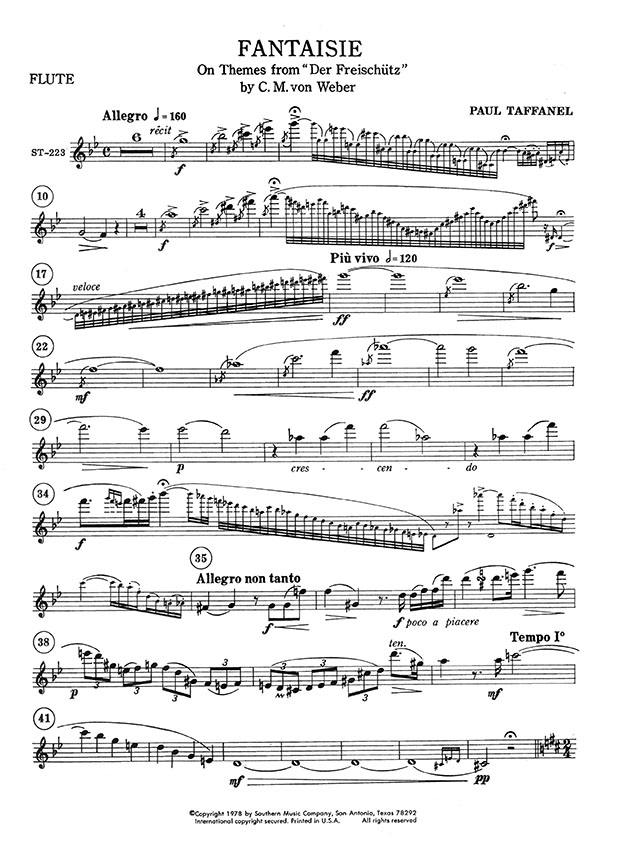 Paul Taffanel Fantaisie on Themes from "Der Freischütz" by C. M. Weber for Flute & Piano Paul Taffanel Fantaisie on Themes from "Der Freischütz" by C. M. Weber for Flute & Piano