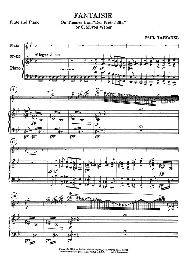 Paul Taffanel Fantaisie on Themes from "Der Freischütz" by C. M. Weber for Flute & Piano Paul Taffanel Fantaisie on Themes from "Der Freischütz" by C. M. Weber for Flute & Piano