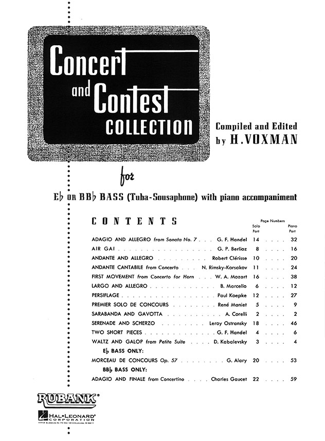 Concert and Contest Collection for E♭ or BB♭ Bass (Tuba - Sousaphone) Solo Part Concert and Contest Collection for E♭ or BB♭ Bass (Tuba - Sousaphone) Solo Part