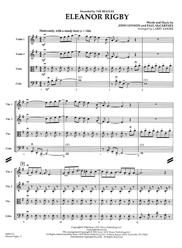 Pops【Eleanor Rigby】for String Quartets Pops【Eleanor Rigby】for String Quartets