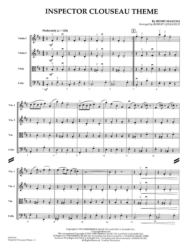 Pops【Inspector Clouseau Theme】for String Quartets Pops【Inspector Clouseau Theme】for String Quartets