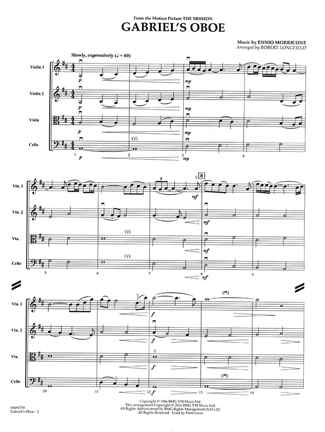 Pops【Gabriel's Oboe】for String Quartets Pops【Gabriel's Oboe】for String Quartets