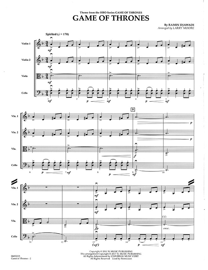 Pops【Game of Thrones】for String Quartets Pops【Game of Thrones】for String Quartets