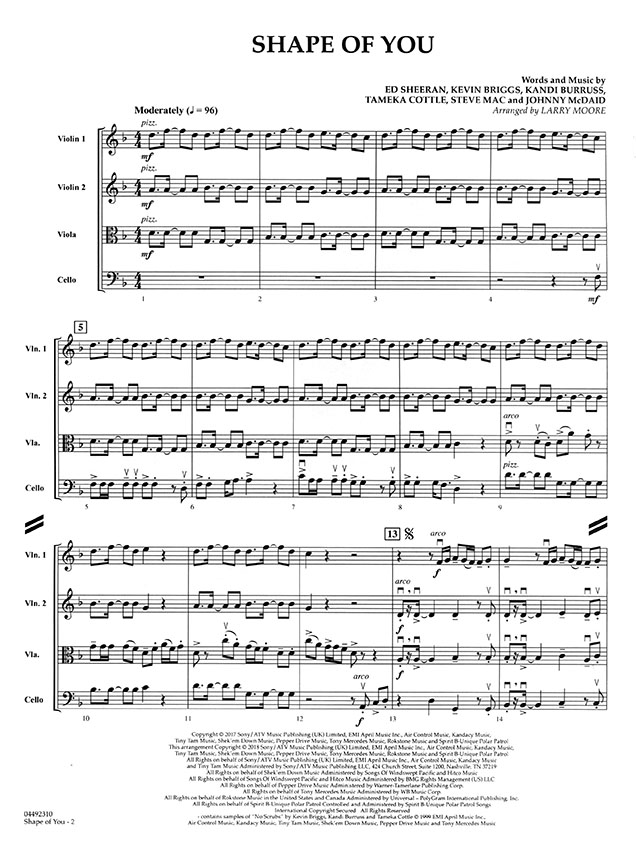 Pops【Shape of You】for String Quartets Pops【Shape of You】for String Quartets