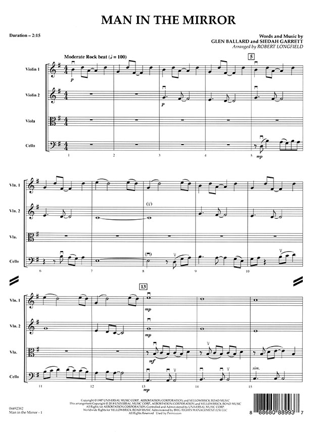 Pops【Man in the Mirror】for String Quartets Pops【Man in the Mirror】for String Quartets