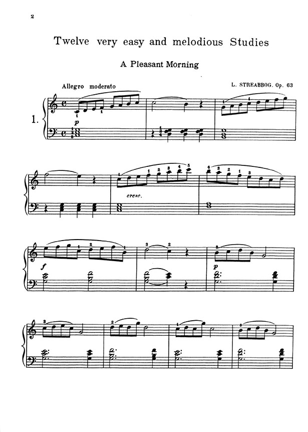 Streabbog Twelve Very Easy and Melodious Studies , Op. 63 for The Piano