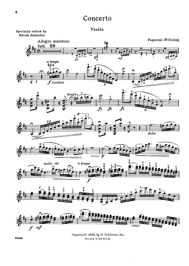 Paganini Concerto No. 1 in D Major for Violin and Piano (First Movement)