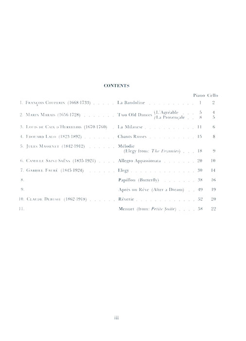 Cello Music by French Composers Violoncello and Piano
